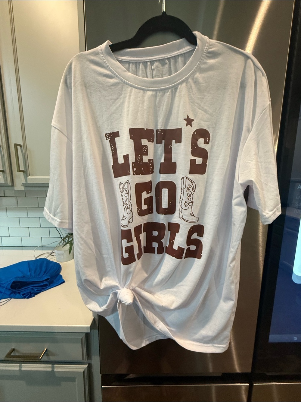 SHEIN White Tee with Brown 'LET'S GO GIRLS' Graphic